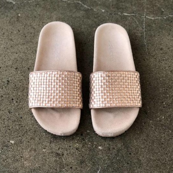 Lake House Genuine Leather Woven Slides - Picture 2 of 5